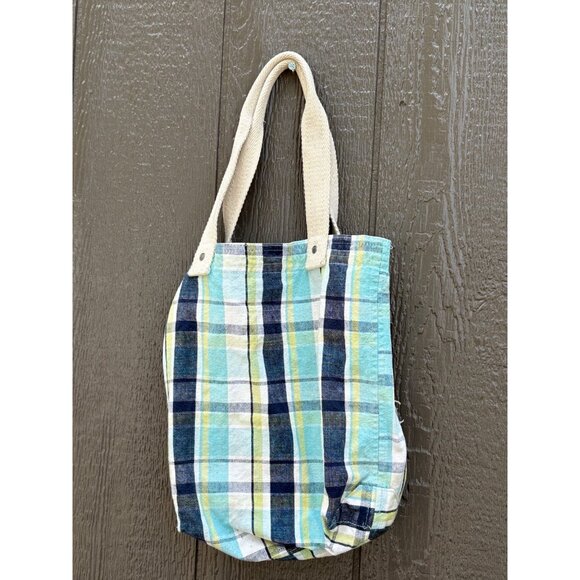 Aeropostale 1987 Plaid Canvas Y2K Tote Bag With Cream Handles - Picture 6 of 12